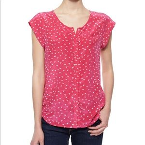 Joie Iva silk blouse in heart-print georgette size S.